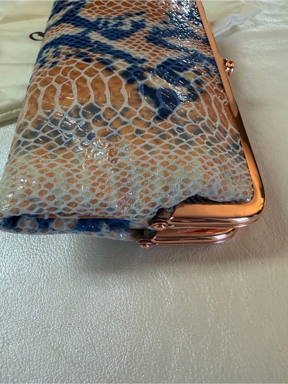 HOBO Blue and Orange Snakeskin-Pattern Clutch Wallet - Picture 11 of 11
